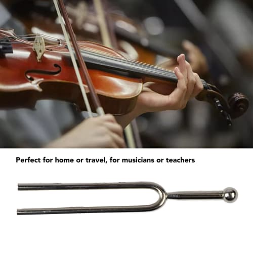 VGEBY A440Hz Tuning Fork, Metal Violin Tuning Fork Standard Tuner Tone Tool with Leather Cover for Guitar, Ukulele, and Violin