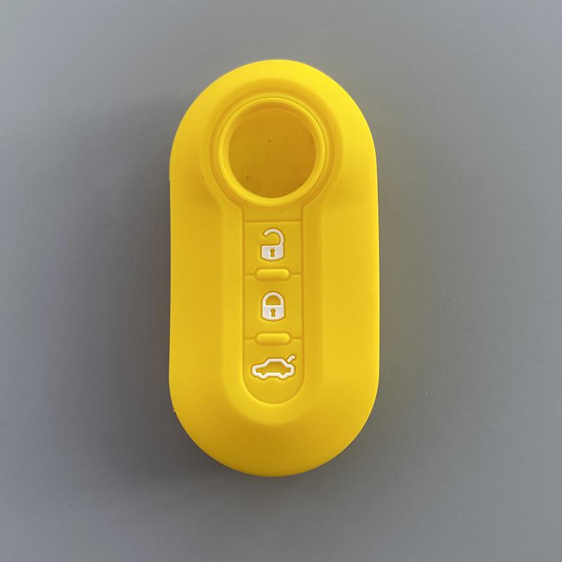 Silicone car key cover case shell for Fiat 500 Punto Panda  Bravo 3 button foldingKey Car Accessories
