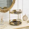 Detachable Tray Desktop Shelf Gold Plated Cosmetics Storage Rack  For Vanity Dresser Tabletop