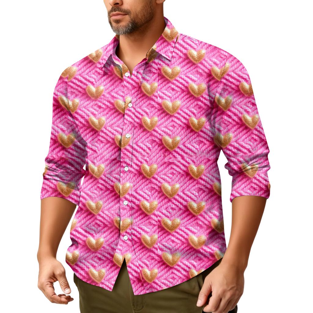 Camicia casual da uomo a maniche lunghe, ampia e alla moda, con risvolto
