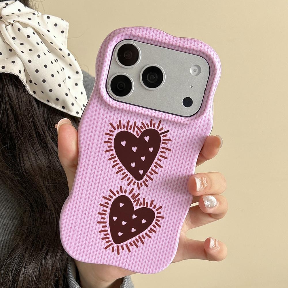 Wave Edge Cute Heart Lovely Love Shockproof Phone Case for iPhone 17promax 17 13 14 15 16 ProMax 17Pro Protector Anti-fall Cover
