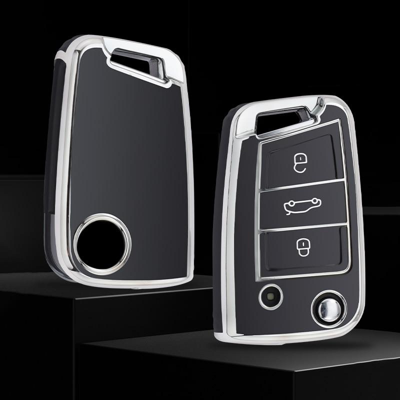 TPU Car Key Case Full Cover Fob For VW Volkswagen Golf 7 MK7 Tiguan MK2 For SEAT Ateca Leon FR 2 Ibiza For Skoda Octavia