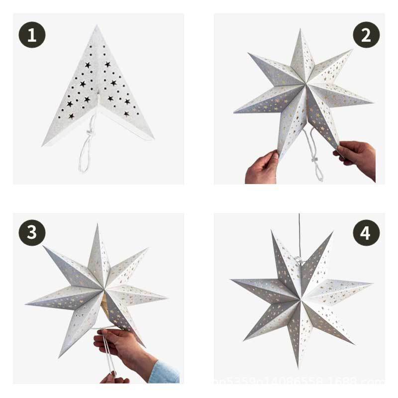 Hollow Star Hanging Pendant Eid Mubarak Ramadan Kareem Decoration Lantern 2025 Islamic Muslim Party Supplies Christmas Birthday