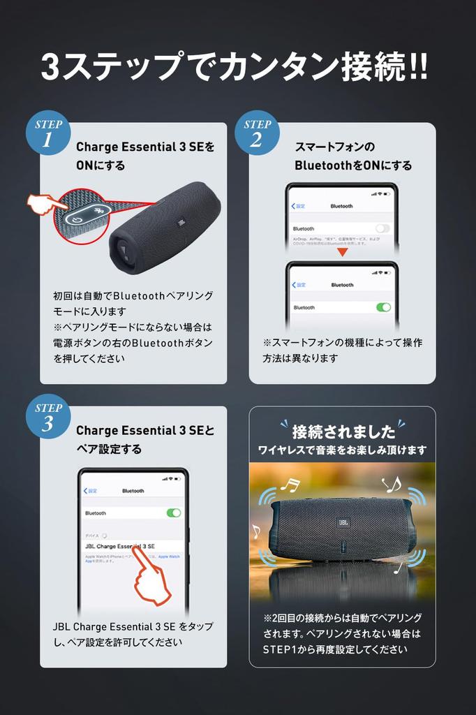 JBL Charge Essential 3 SE Portable Wireless Bluetooth Speaker IP67 Dustproof Waterproof Slate Gray App Compatible