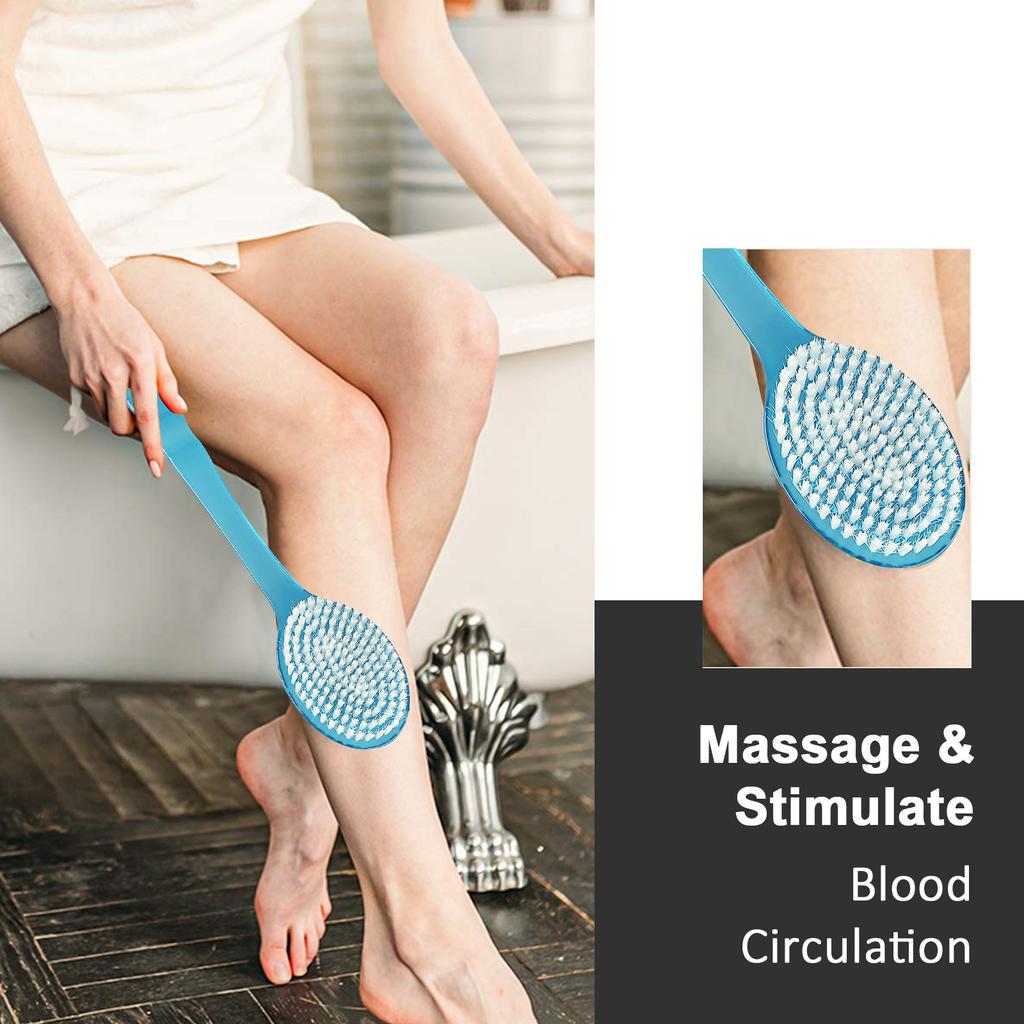 Long Handle Bath Brush for Body Scrubbing and Exfoliating with Soft Bristles and Ergonomic Grip for Shower and Bath Use