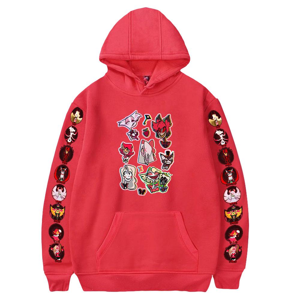 

Hazbin Hotel Hoodie Streetwear Hazbin Hotel Hooded Sweatshirt Men Women Cosplay Sports Outwear XXS червоний
