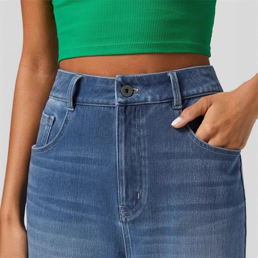 VEZFAA Women's Fashion Casual Solid Color Print High Waist Trousers Pants & Capris