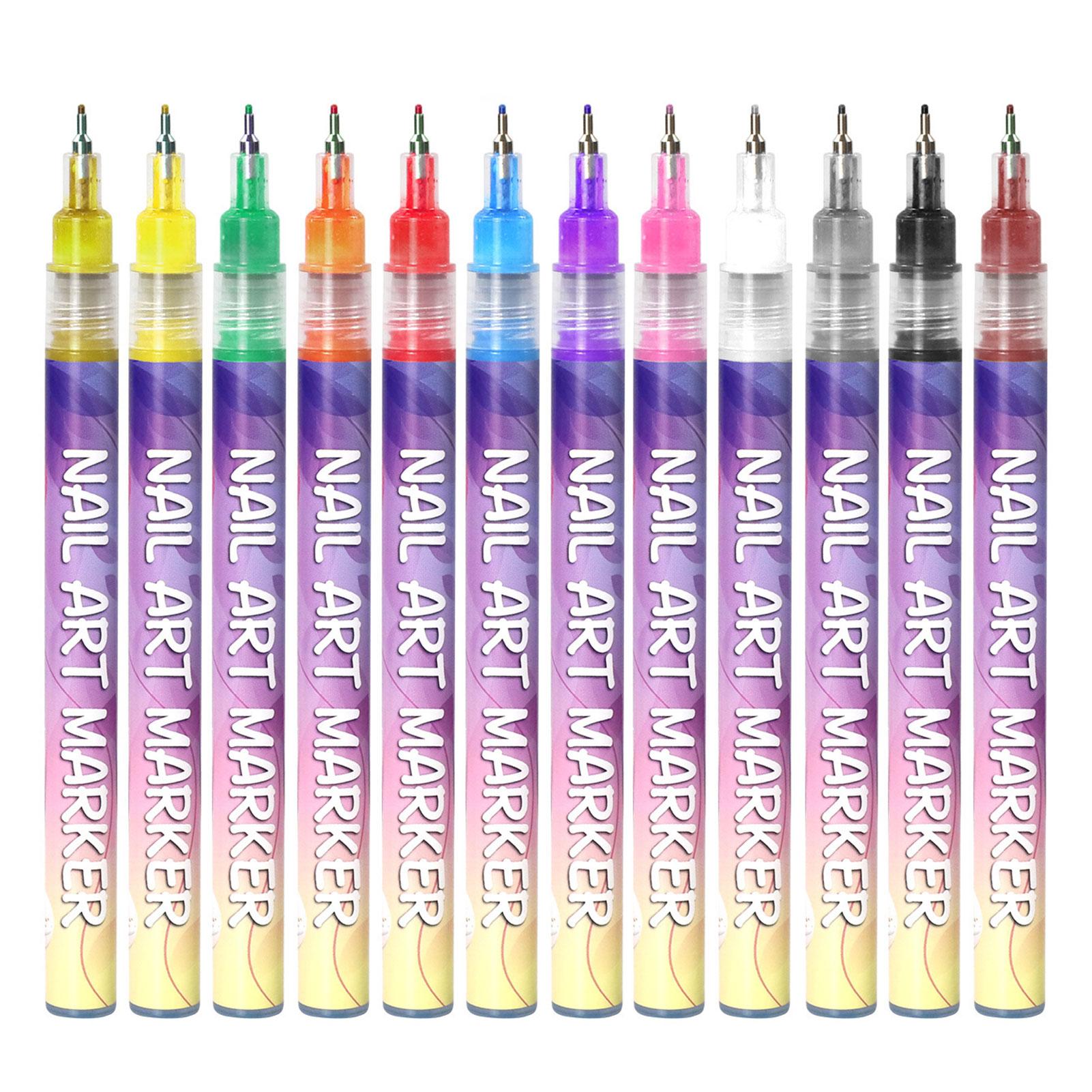 

12 Colors Nail Art Pens Set Waterproof 0.5MM Nail Polish Pens Quick-Drying Nail Art Acrylic Paint Nail Pen Tools Salon Nail DIY