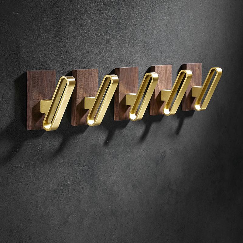Tuqiu Bathroom Robe Hook Wall Hooks Wood Kitchen Towel Hook Brass Brushed Gold Key Hat Bag Hanger Holder Clothes Hook