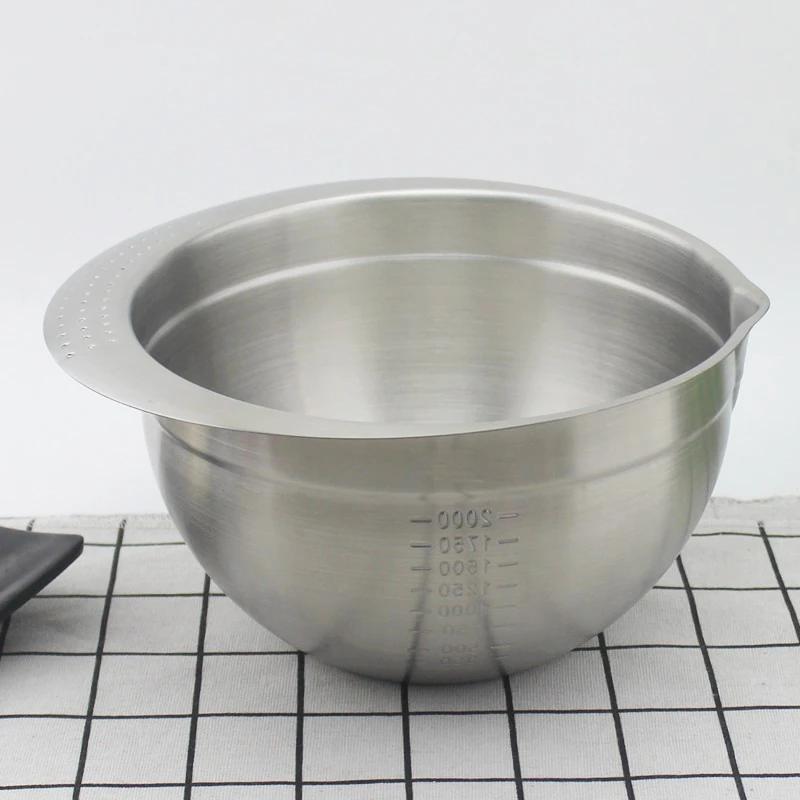 Mixing Bowl with Scale Deep Mixing Egg Salad Bowls for Cooking Nesting Mixing Kitchen Bowl 304 Stainless Steel Bowls Coconut