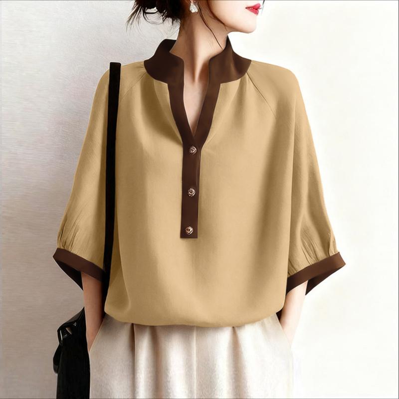 ZANZEA Women Casual V-Neck Half Sleeve Loose Blouse