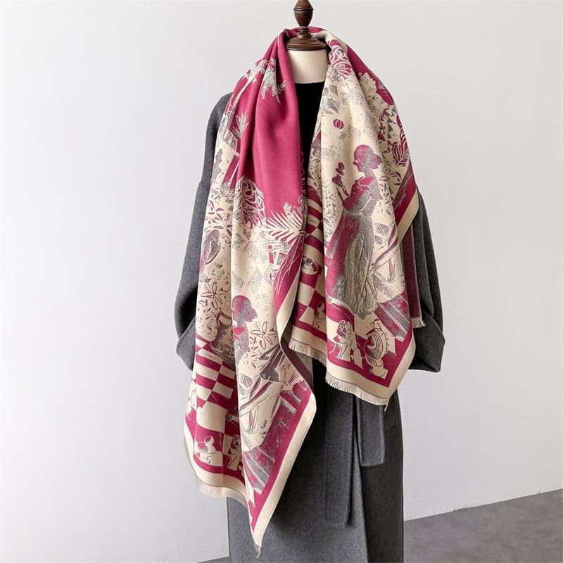 Fashion Print Cashmere Shawl Scarf Women Thick Winter Warm Blanket Hijab Foulard Neckerchief Luxury New  Echarpe Wraps