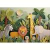 2D Kids Jungle Animals Backdrop, Paper Art Safari Photography Background