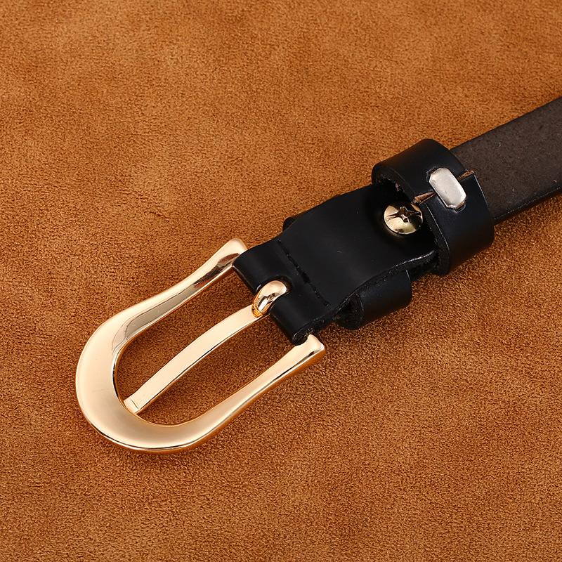 Light Gold Button Head, Women'S Thin Belt, Women'S Casual Cowhide Belt, Belt.