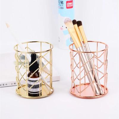 Goldener Runder Stifthalter für Bürobedarf Multifunktionaler Eisenkunst-Organizer-Behälter Make-up-Pinselhalter Desktop-Aufbewahrungsboxen