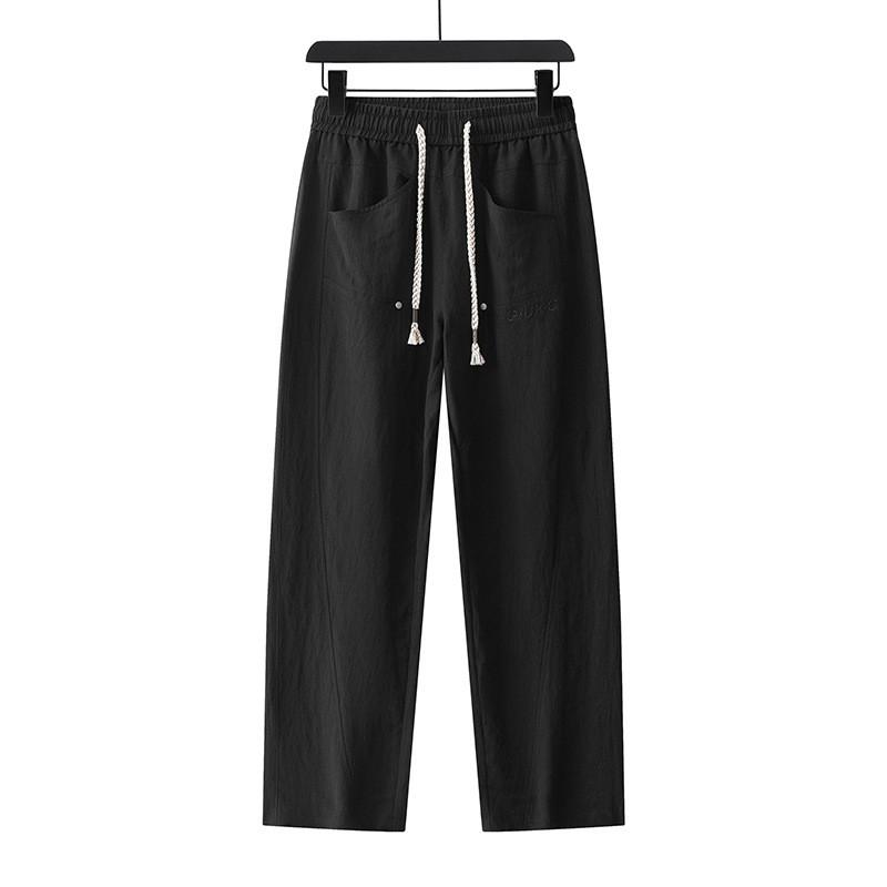 Mens Tencel Linen Blend Casual Pants Lightweight Breathable Straight Leg Trousers