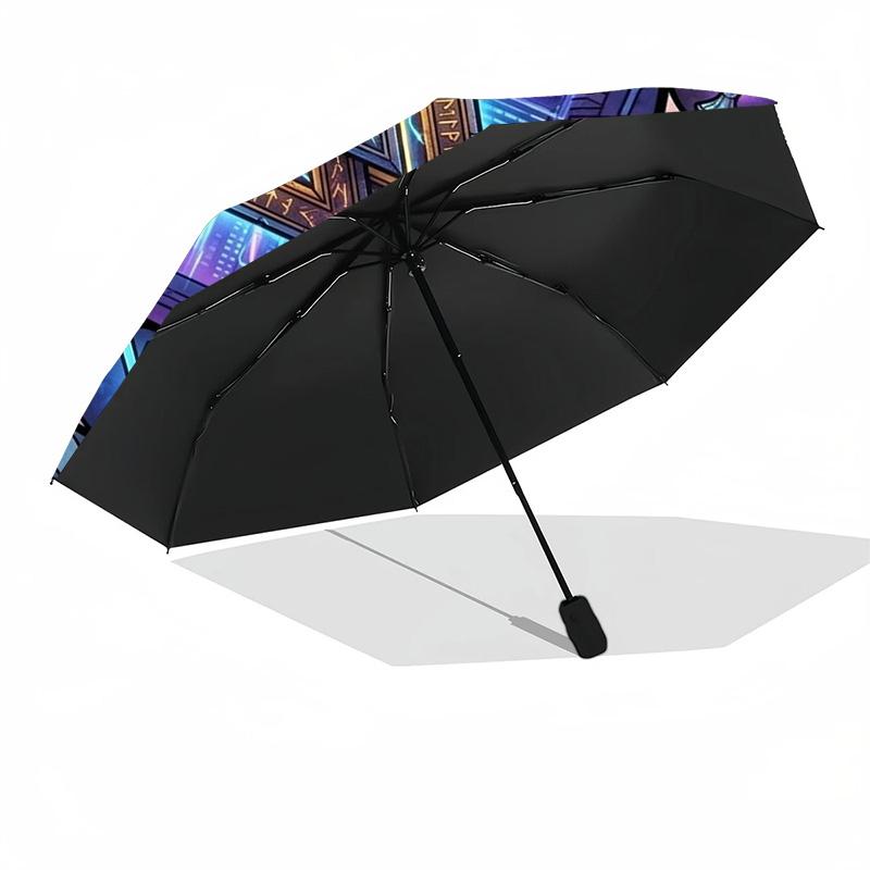 Symbolic Window Pattern Umbrella, Portable and Foldable Design, 8 Ribs, a Casual Accessory for Halloween, Christmas, and Birthday Gifts.