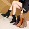Thick Heel Women Short Boots Fashion Slimming Ankle Booties Classic Style Winter Female Pointed Toe Party Dress High Heels Shoes