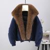 Russian big fur collar pie overcomes winter new women's cotton clothes winter cotton thickened warm loose cotton coat