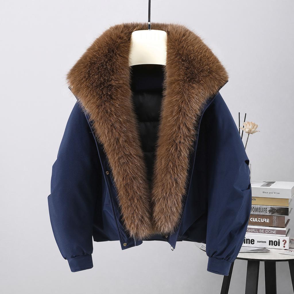 Russian big fur collar pie overcomes winter new women's cotton clothes winter cotton thickened warm loose cotton coat