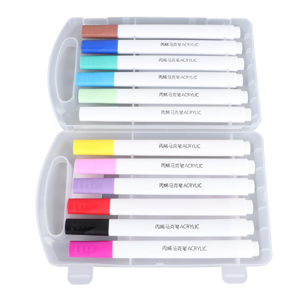12 Pezzi Pennarelli Acrilici Colori Ricchi Struttura Triangolare Ergonomici Pennarelli Graffiti per Legno Tessuto Vetro Plastica