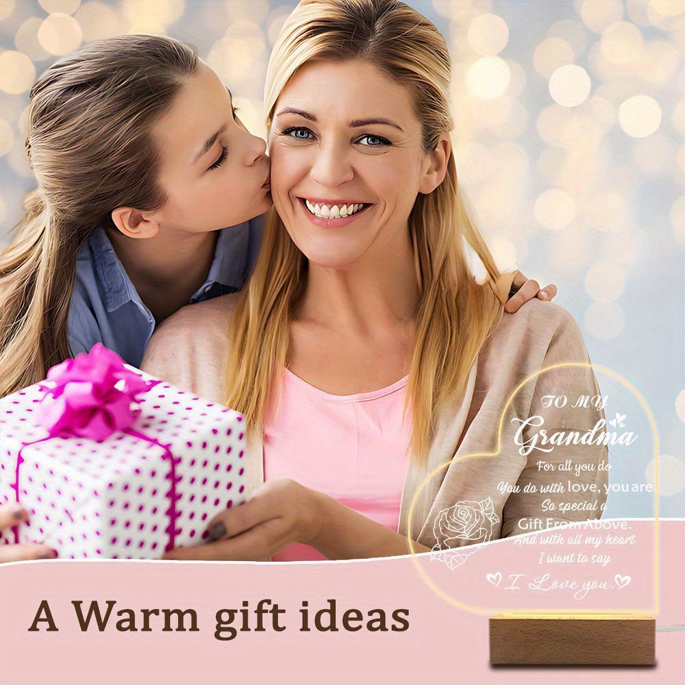 1PC Acrylic Luminous Ornament Photography Accessories, USB Base, Grandma Gift, I Love You Figurines