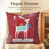 Cute Christmas Reindeer Cushion Cover Natural Linen Organic Fabric Double-Sided Printing Sofa Home Decor Gift Pillow Case