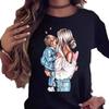 Cartoon Mother and Son Daughter Printed Women's T-Shirt Summer Casual Harajuku Mom Printed Short Sleeves