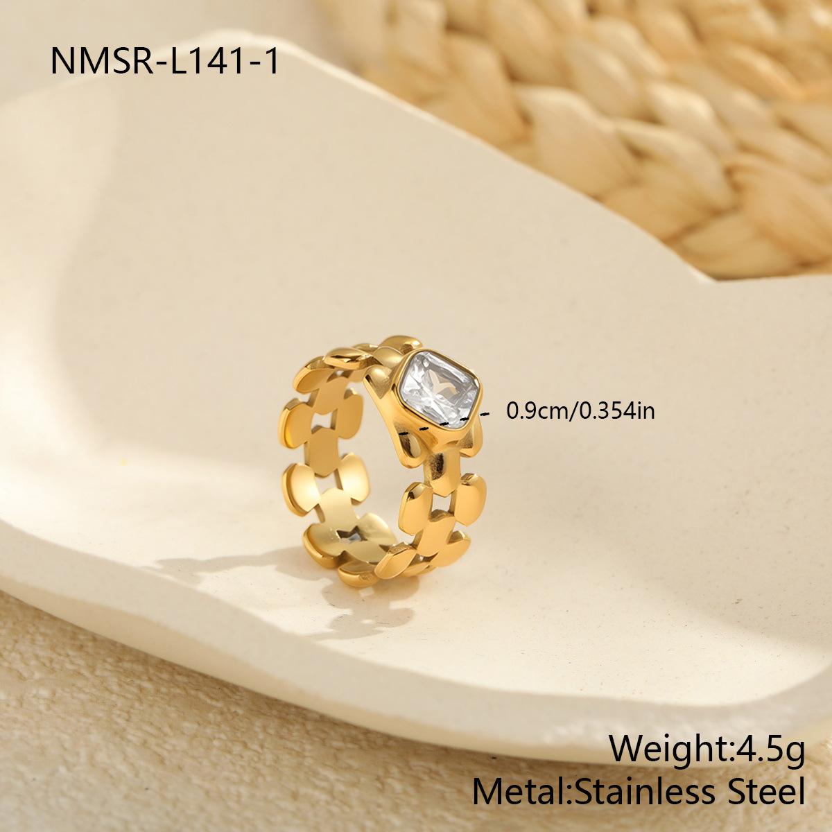 GEMCHIC Women s Vintage Zircon Heart Titanium Steel Ring Cross-border Ins Style Faux 18K Gold Plated Jewelry