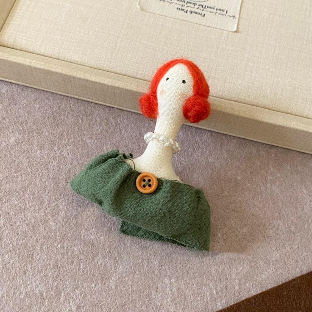 Плюшевая Кукла Ткань Тканевая Брошь Девочка с Кудрявыми Волосами Брошь Маленький Кролик Мультяшная Булавка-Свитер Девочка Style 1