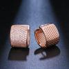 EmmayaZircons Double Sided Micro Paved Cubic Zirconia White Gold CZ Stone Rectangle Hoop Earrings for Ladies Jewelry