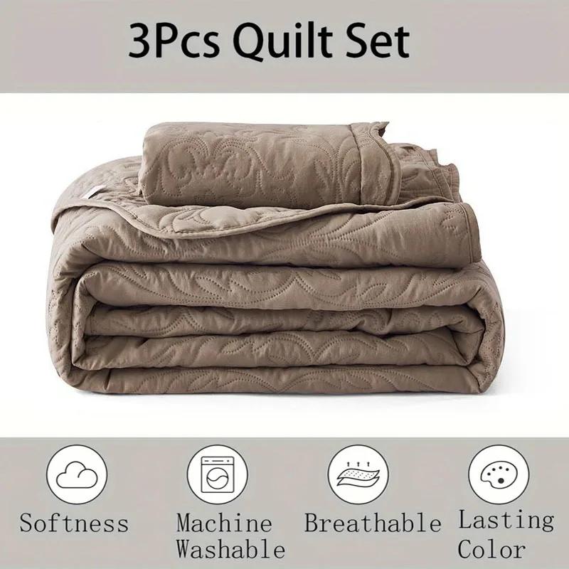 3-delige Bed Quilt Set, Beddengoed Set Zacht Comfortabel voor Slaapkamer, Logeerkamer (1 Dekbed+2 Kussenslopen, Zonder Vulling) Lakens voor bed