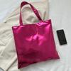 Glossy Tote Bag Women Shiny Solid Color Shoulder Bag High Capacity Faux Leather Handbag for Date Street Party Shopping