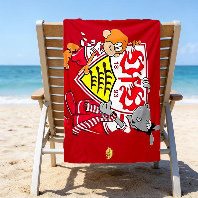 Asciugamano da Spiaggia in Microfibra Celebrativo VfB Stuttgart, Leggero e Asciugatura Rapida, per Viaggi Estivi, Essenziale per la Spiaggia, Piscina All'aperto