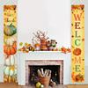 1 Pair, Thanksgiving Happy Porch Decoration Flag, 180cm * 30cm/70.8in * 11.8in, Maple Facing Pumpkin Front Door Decoration Hanging Welcome Banner Flag