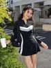 2026 Women's Sun Protection Two-Piece Long Sleeve Swimsuit - Slimming Skirt Style for a Conservative Look