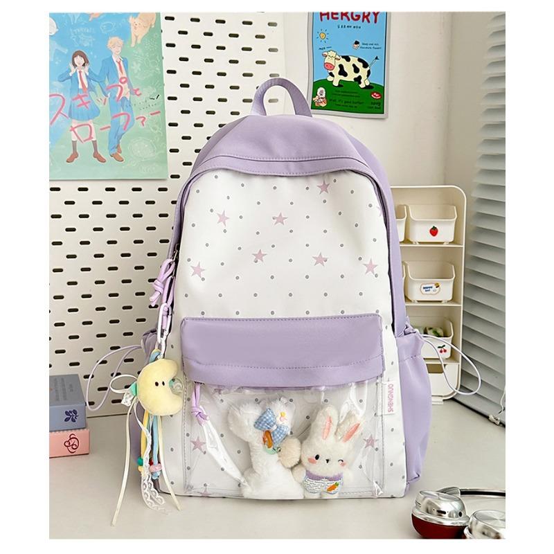 The New Schoolbag Is High-value, Fresh, Sweet and Cute, and the Star Backpack Is Lightweight for Junior High School Students. Spring Outing Backpack.