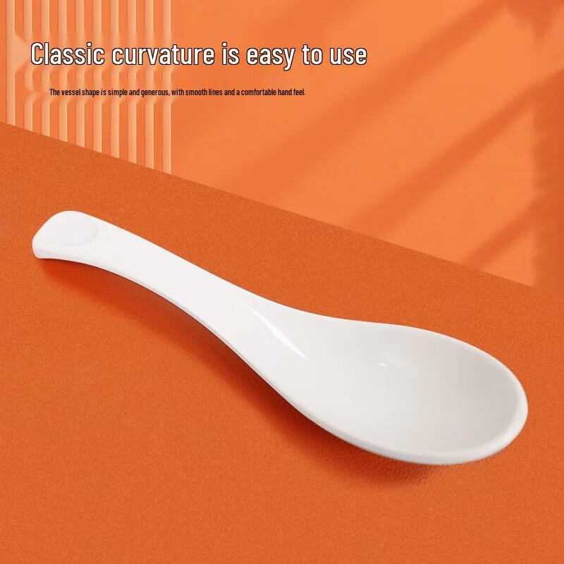 White Melamine Soup & Rice Spoons (10-Pack)