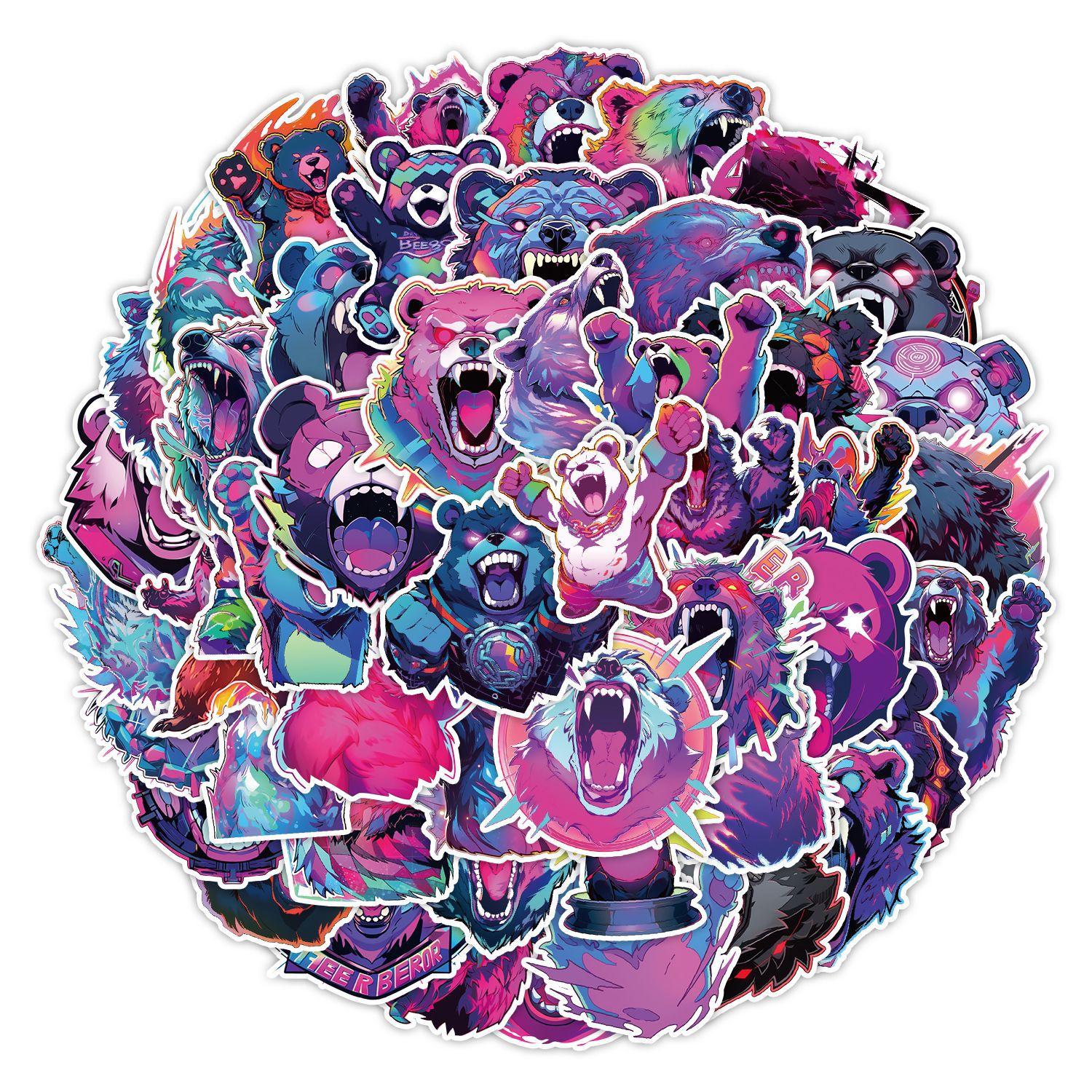 

50 Bear Graffiti Stickers Luggage Refrigerator Mobile Phone Decorative Stickers Waterproof Creative Children s Cartoon Stickers