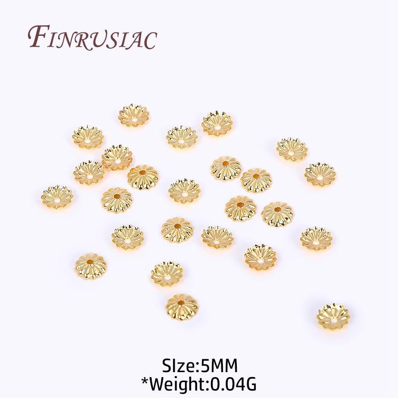 

5MM 18K Gold Plated Brass Metal Corrugated Bead Caps Flower Caps For Beads Jewelry Beads Caps Making DIY Findings Accessories 100 PCS