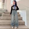 Girls' Autumn 2026 Korean Style Wide-Leg Jeans for Big Kids