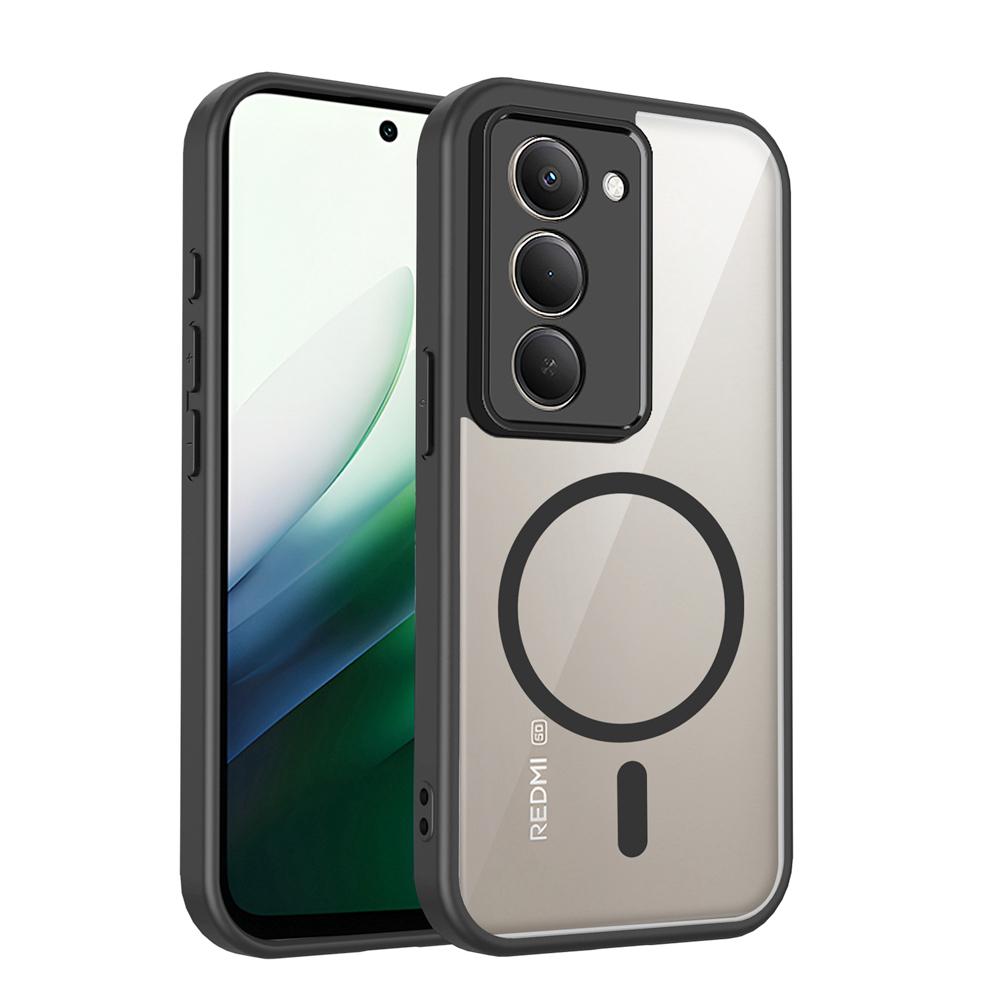 KEYSION Transparent Magnetic Phone Case for Xiaomi POCO M8s 5G Soft Silicone+PC HD Clear Shockproof Back Cover for POCO M8S 5G