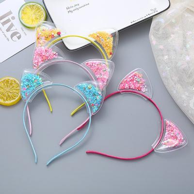 1PCS Cute Glitter Cat Ear Hair Bands for Girls Crown Colorful GirlsParty Headwear Kids Fashion Hair Accessories  FDr09