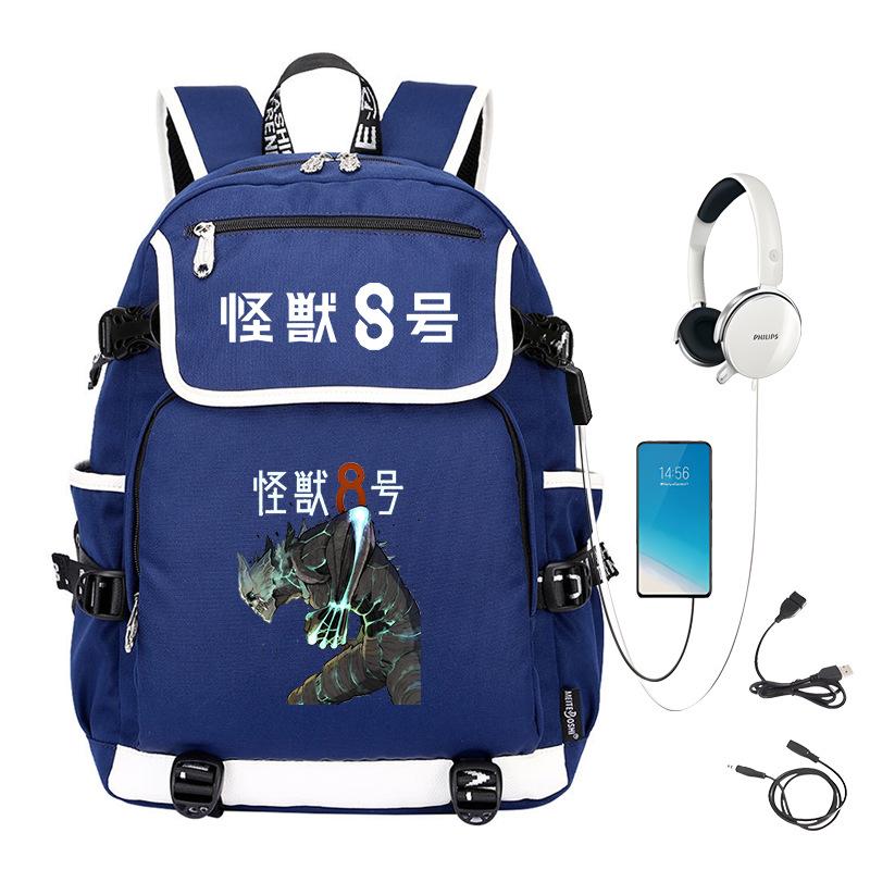 Monster No. 8 Peripheral Personalized Printed Backpack with USB Interface Cross-border Korean Edition Student Leisure School Bag
