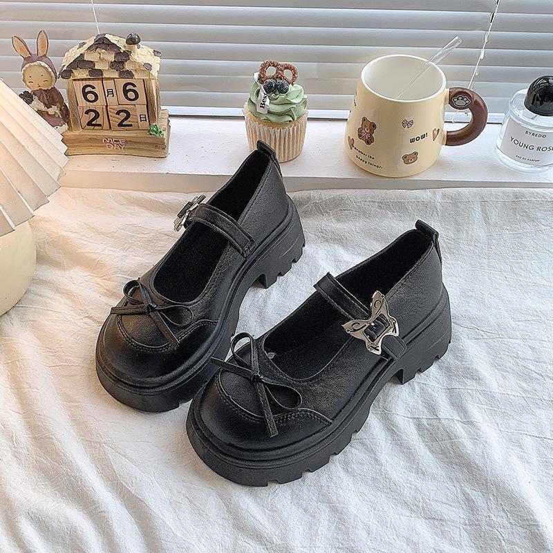 

French versatile Mary Jane shoes women s 2025 spring new models with skirts British style small leather shoes fashion commuter shoes 40 чёрный