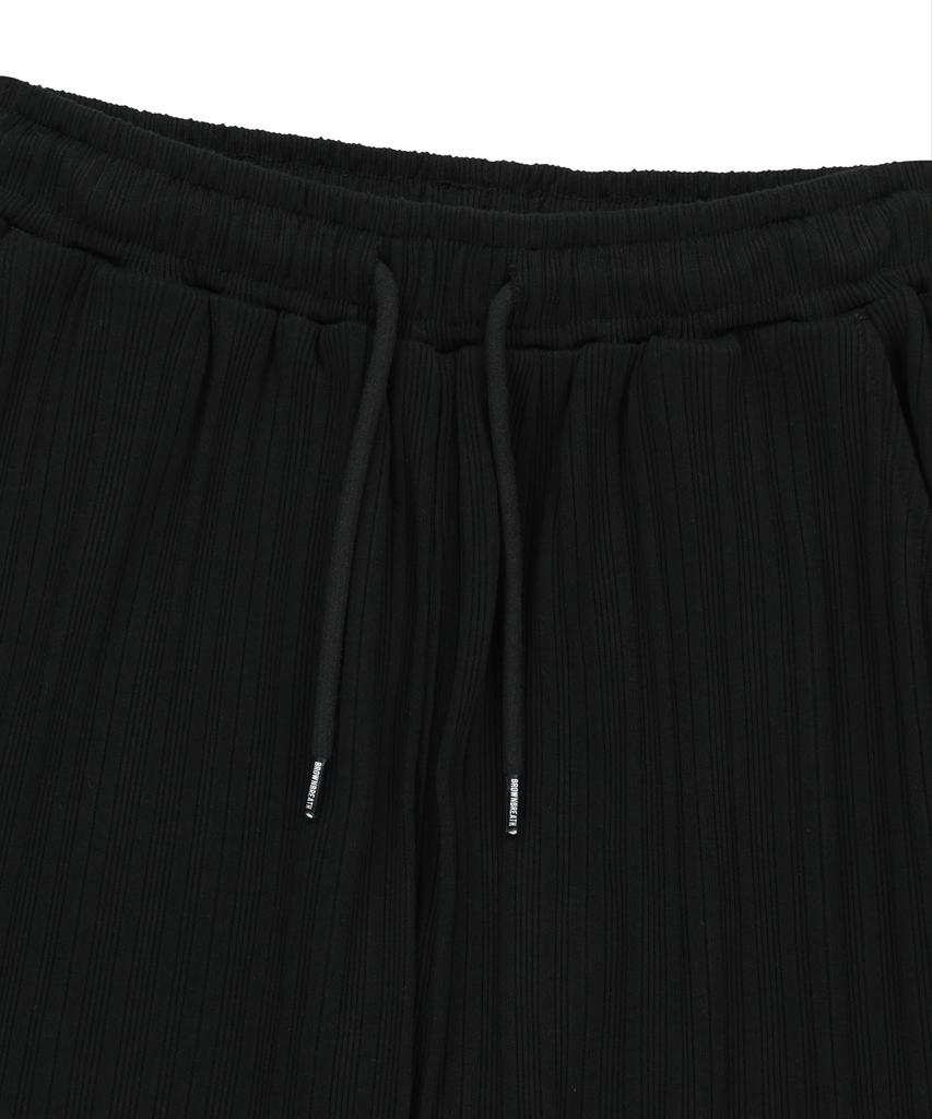 BROWNBREATH W Rib Mixed Pants - Black
