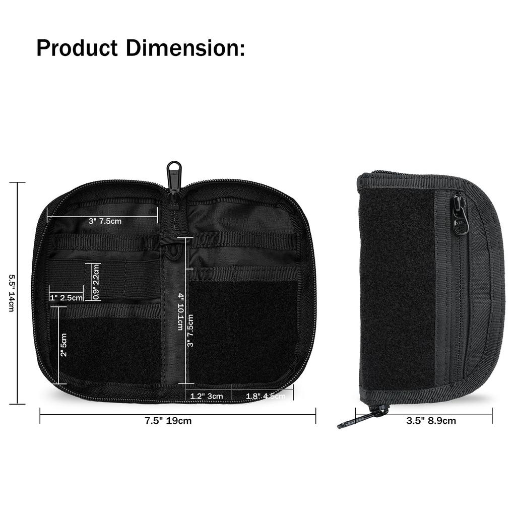 VIPERADE VE21 EDC EDC Pocket Organizer Small EDC Organizer Pouch Velcro EDC Pocket Pouch Pouch, (for Men), (6 Pockets), (Black)