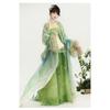 Grünes Hanfu-Set der Tang-Dynastie - Chiffon Qixiong Ruqun mit Pishan-Umhang, Traditionelles Chinesisches Kleid für Damen für Frühling und Sommer