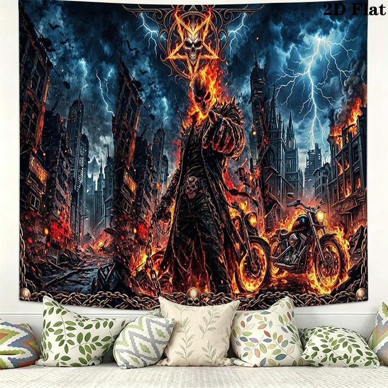 Horseman of Hell Wall Tapestry Aesthetic Wall Hanging Printed Fabric Blanket Decorative Tapestries for Bedroom Living Room Home Decor