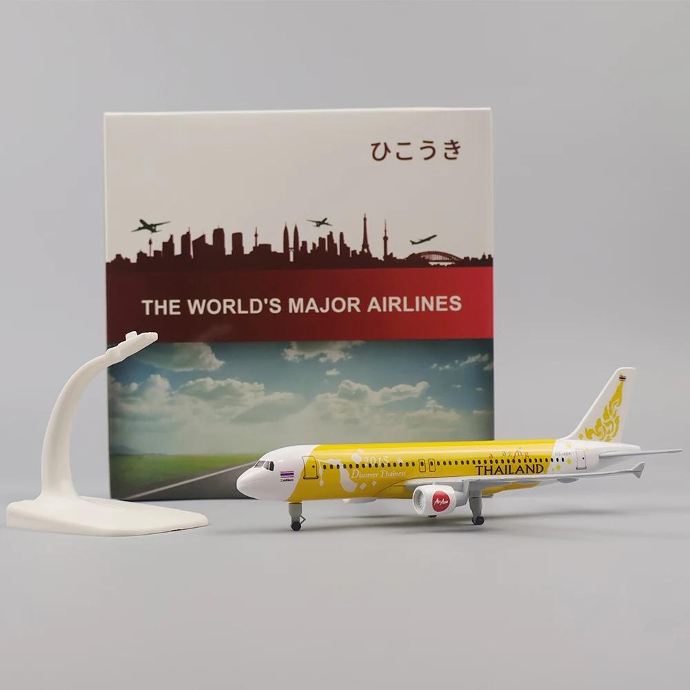 20cm Replica Plane Model A320 Thai Airlines Yellow Metal Aircraft w Landing Gears for kids Souvenir Plane Toy